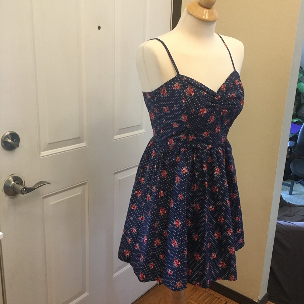 Forever 21 Blue Floral Spaghetti Strap Dress